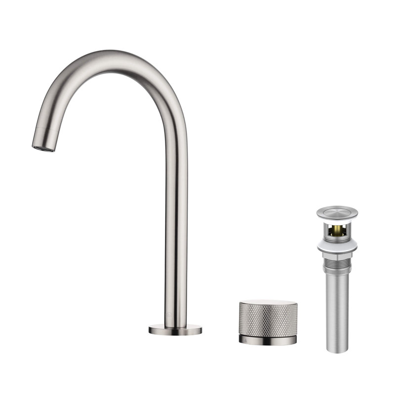 Circular X One Handle Two Holes Bathroom Vanity Sink Faucet with Drain, Brushed Nickel