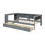 Lit plateforme simple en bois avec tablettes de rangement, tiroirs, station de charge et tête de lit tapissier, gris-503574119-503574117