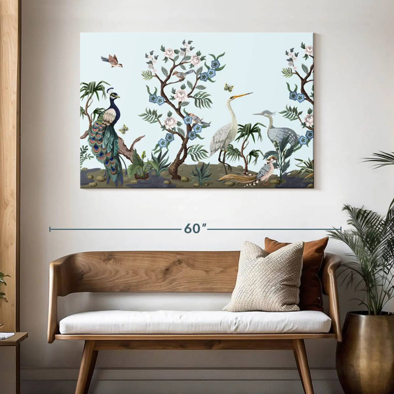 Oiseaux de style chinois Brampt, H 32 po x l 48 po