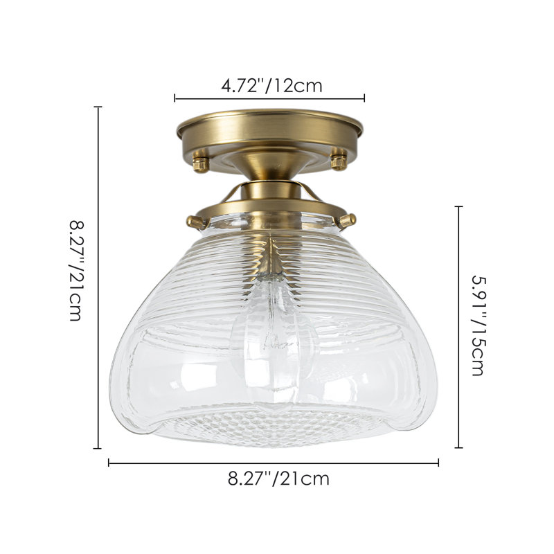 Modern Clear Glass Shade Semi-Flush Mount