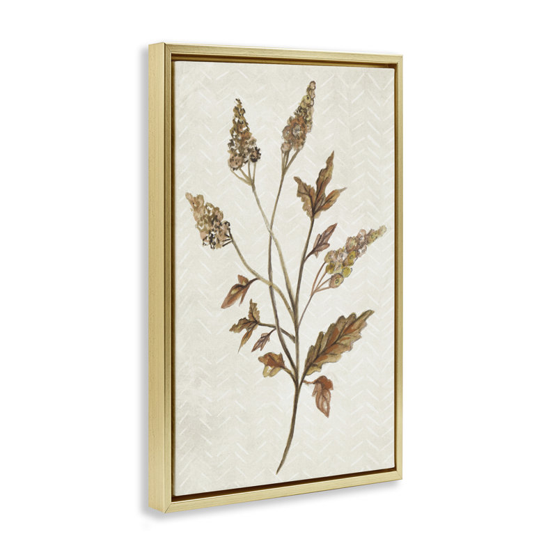 «Neutral Garden Botanics» par Janice Gaynor, Cadre flottant métallique doré, H 25 po x l 17 po