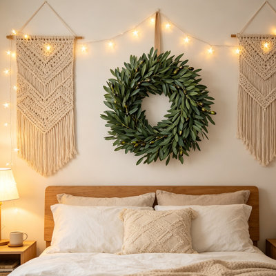 Olive Wreaths for Front Door 22 Inch, Artificial Waterproof Green Lush Olive Branch Wreath with Berry for Home Outdoor Indoor Farmhouse Window Spring Summer All Seasons Year Round
