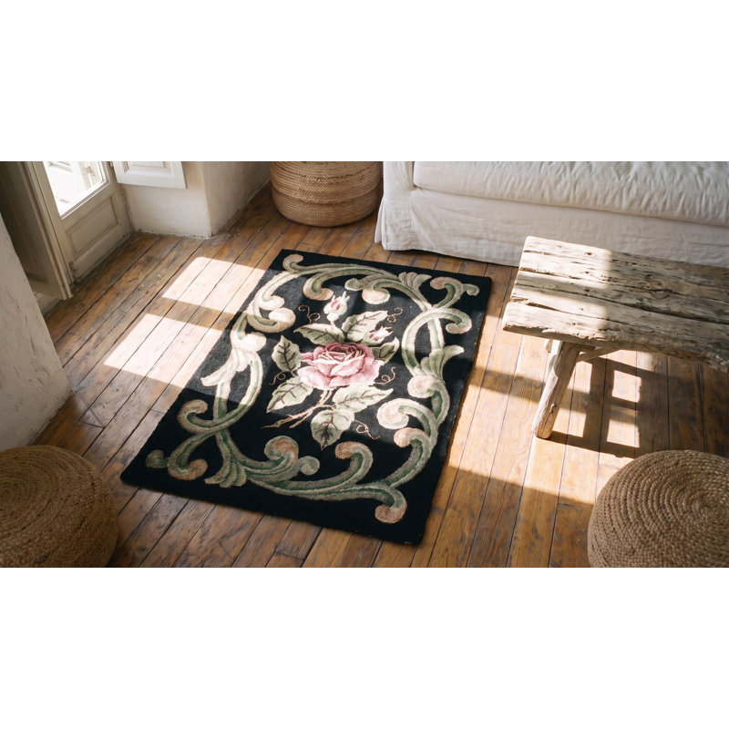 Antique American Hooked Rug American Black 1920s
