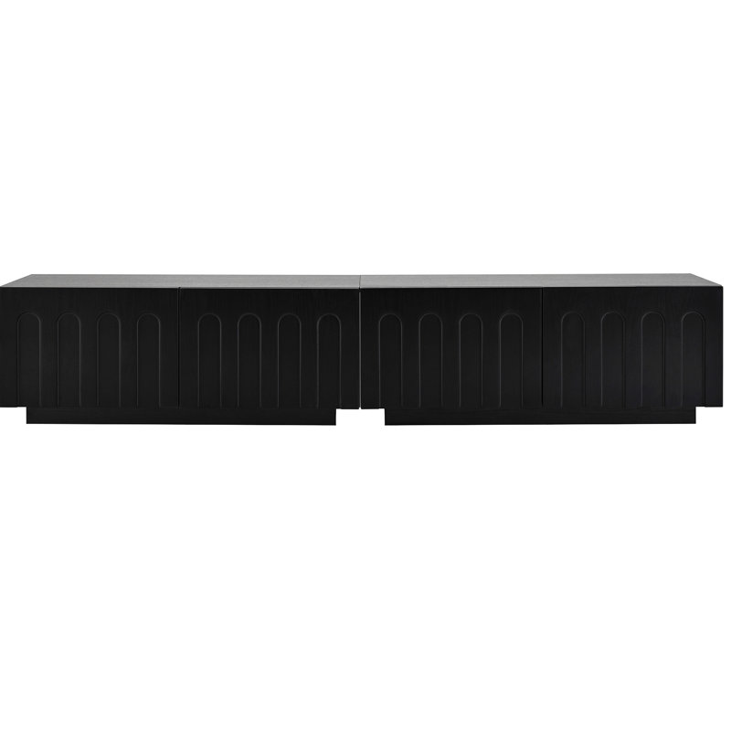 80-inch Tv Stand And Coffee Table , 4 Arched Drawers, Multi-functional Black Cabinet For Living Room Furniture Home, Black