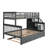 Gray Bunk Bed With Twin Over Full Setup, Trundle, And Handy Storage Arrangement, Functional Space-1644608563