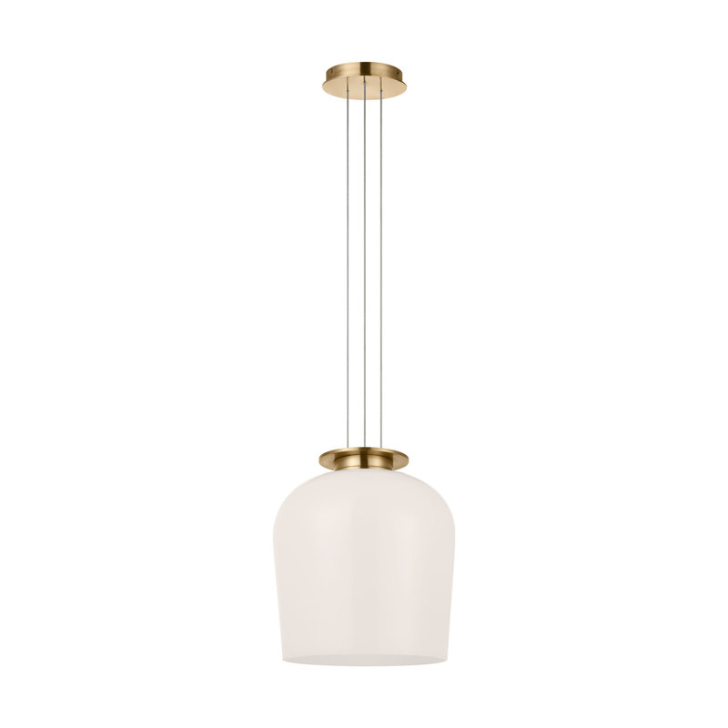 Vetro 1 - Light LED Pendant, Hand Rubbed Antique Brass