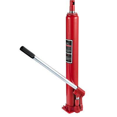 Hydraulic Long Ram Jack, 4 Tons/8818 Lbs Capacity, With Single Piston Pump And Flat Base, Manual Cherry Picker W/Handle, For Garage/Shop Cranes, Engine Lift Hoist, Red