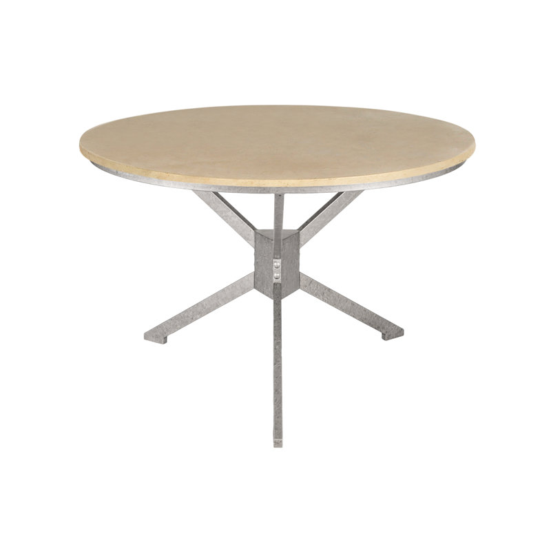 Pedestal Dining Table, Royal Silver, Travertine