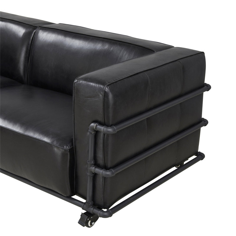 Canapé en cuir moderne industriel Henry (2 couleurs disponibles)