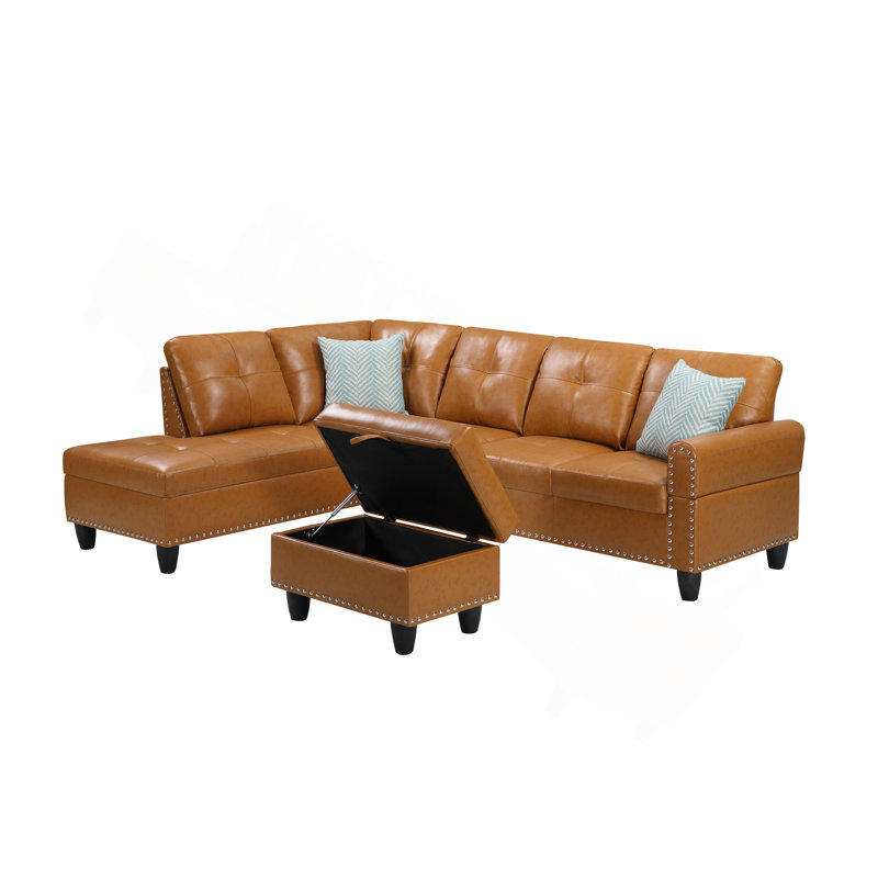 Canapé modulaire en similicuir avec repose-pieds Irine