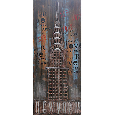 Chrysler Building NYC New York Skyline 3D Metal Wall Art Deco Painting Decor