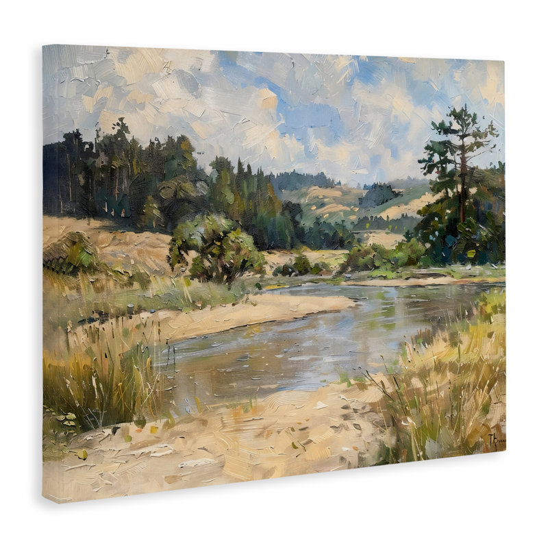 Sunlit River Landscape Canvas, design by LSR Creative Studio, 16" H x 20" W