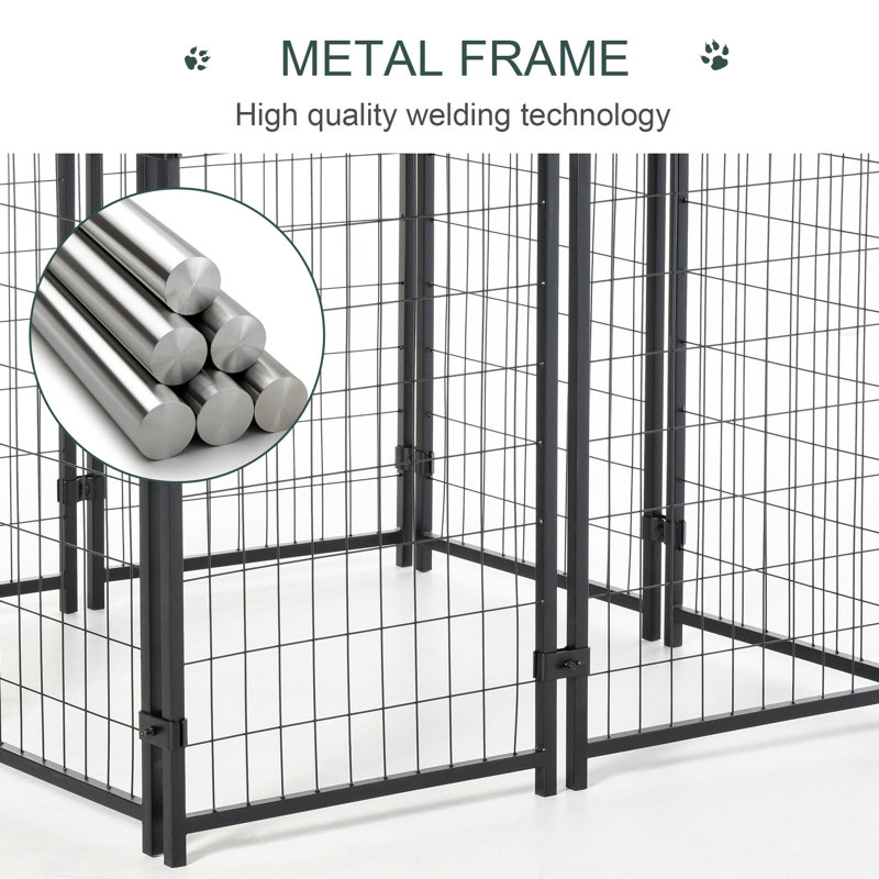 Galvanized Steel Outdoor Dog Kennel with UV-Resistant Roof