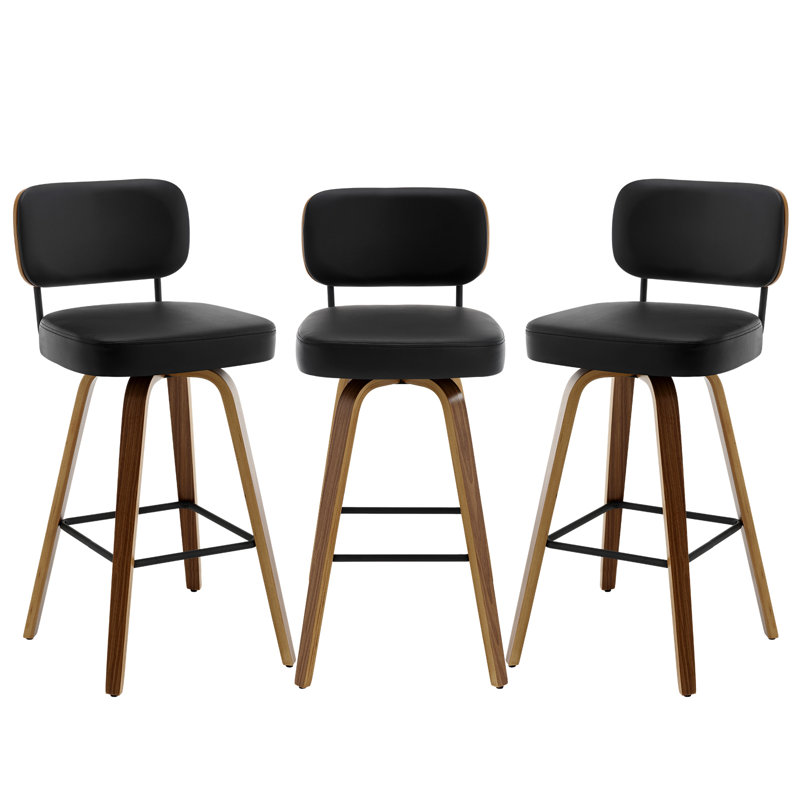 Tabouret de bar et de comptoir pivotant Loranza, Noir, Tabouret de comptoir (siège d'une hauteur de 26 p, Brun