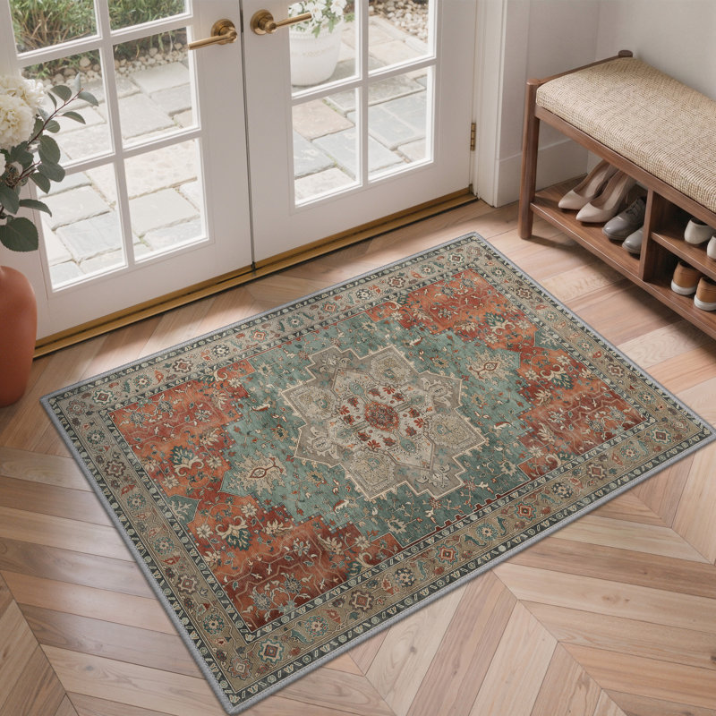 Tapis oriental performance Roehit, Rectangulaire 8 pi x 10 pi, Bleu/rouge