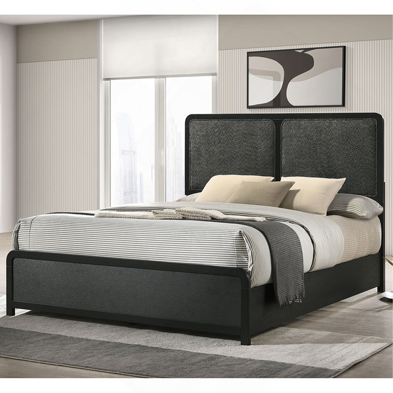 Grand lit tapissier noir Burton