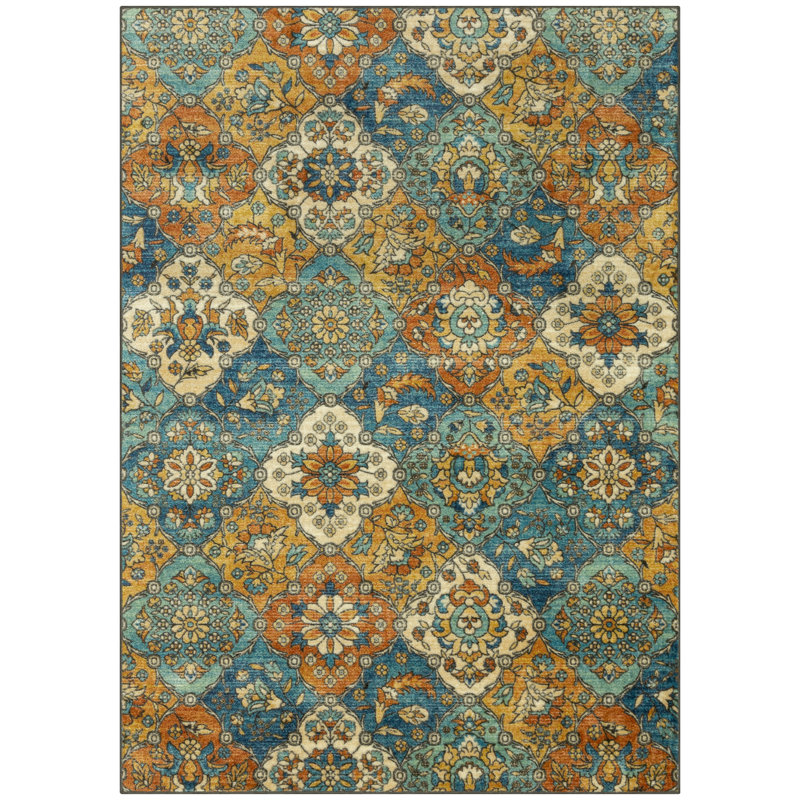 Tapis bleu lavable Sutton, Rectangle 5 pi x 7 pi