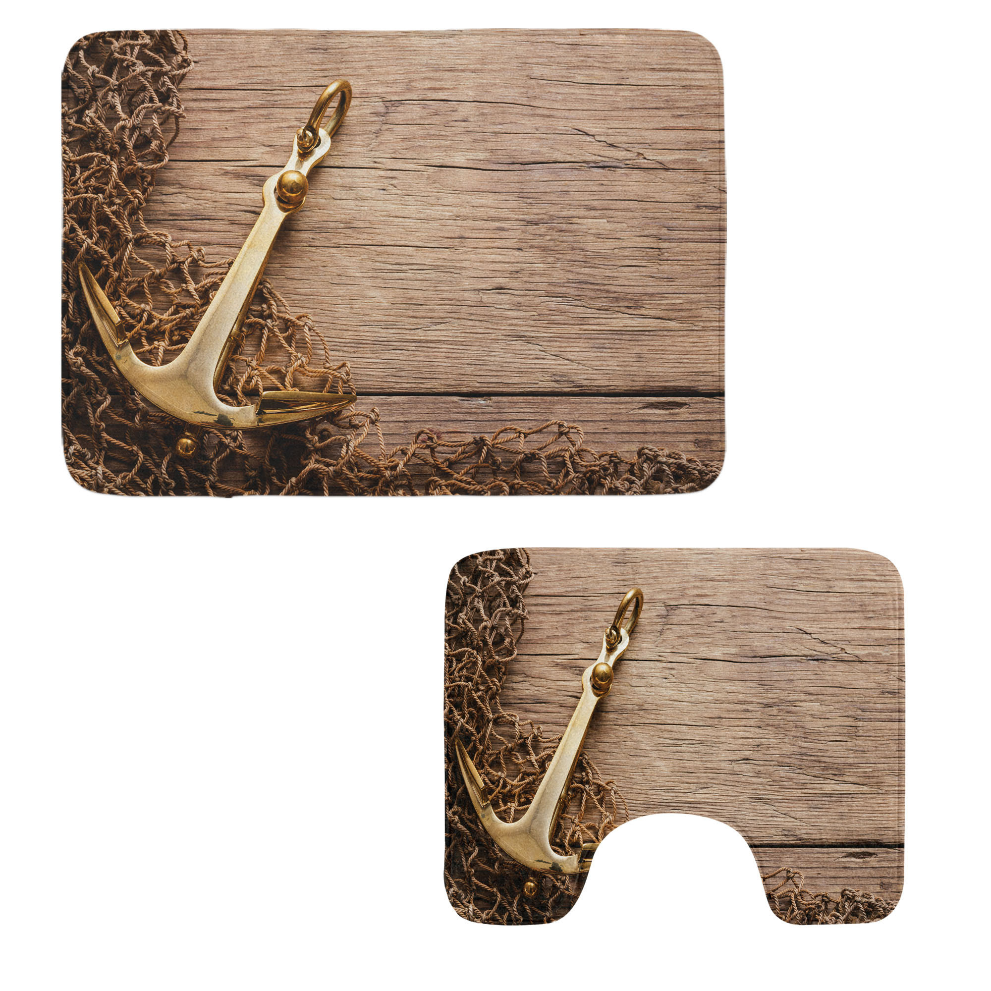 East Urban Home Rustic Bathroom Rug Set 2 Pieces Rectangle & Contour ...