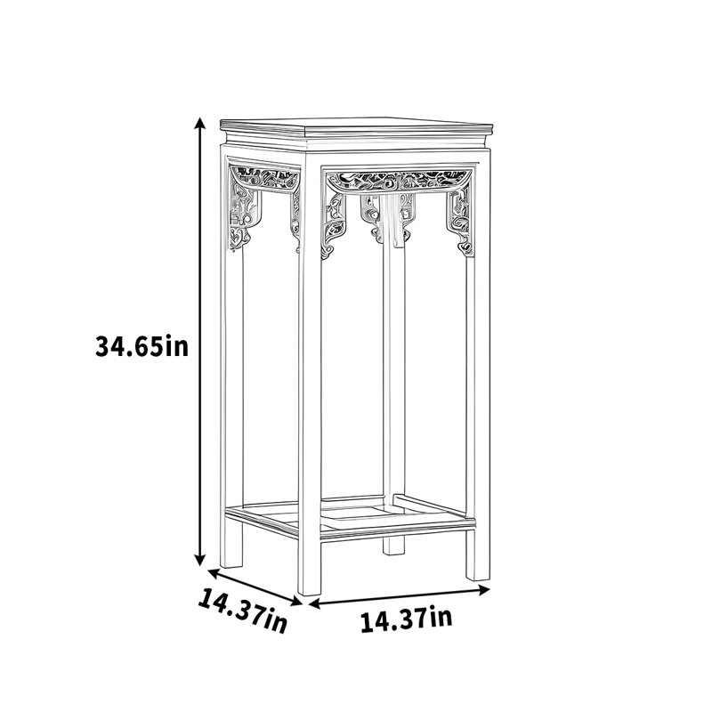 Ensemble de support à fleurs en bois de rose, H 34,65 po x L 14,37 po x P 14,37 po