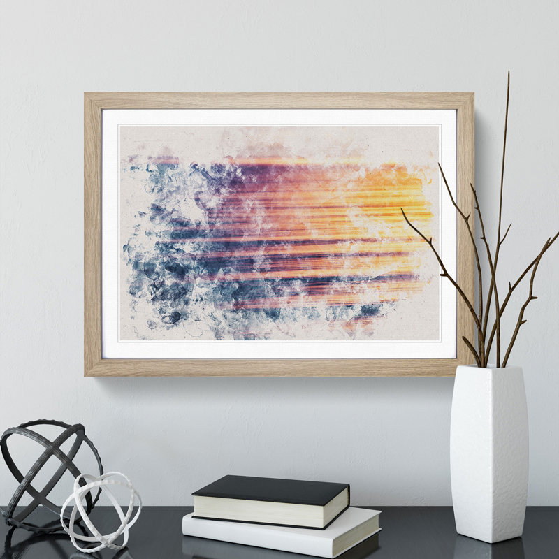 Calming Ocean - Single Picture Frame Painting on MDF, 62cm H x 87cm W x 2cm D, Oak Framed