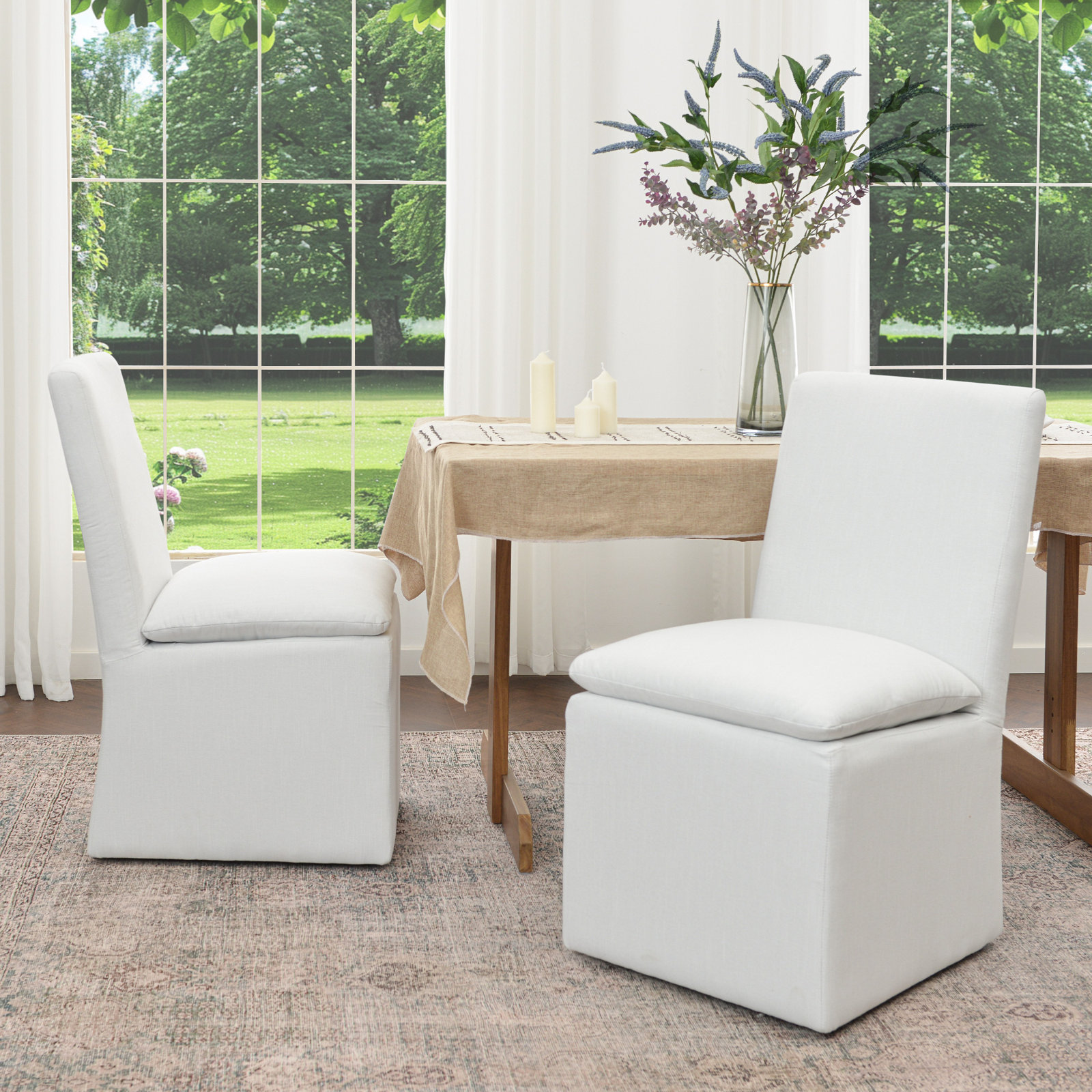 Keaton Linen Dining Chair, Ivory