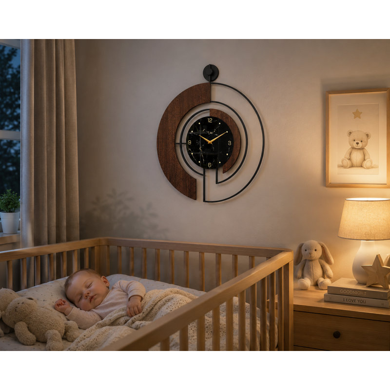 Modern Walnut Marble Dial Wall Clock