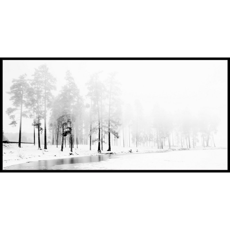 Winter River Canvas Art Print, 30" H x 60" W, Black Floater Framed
