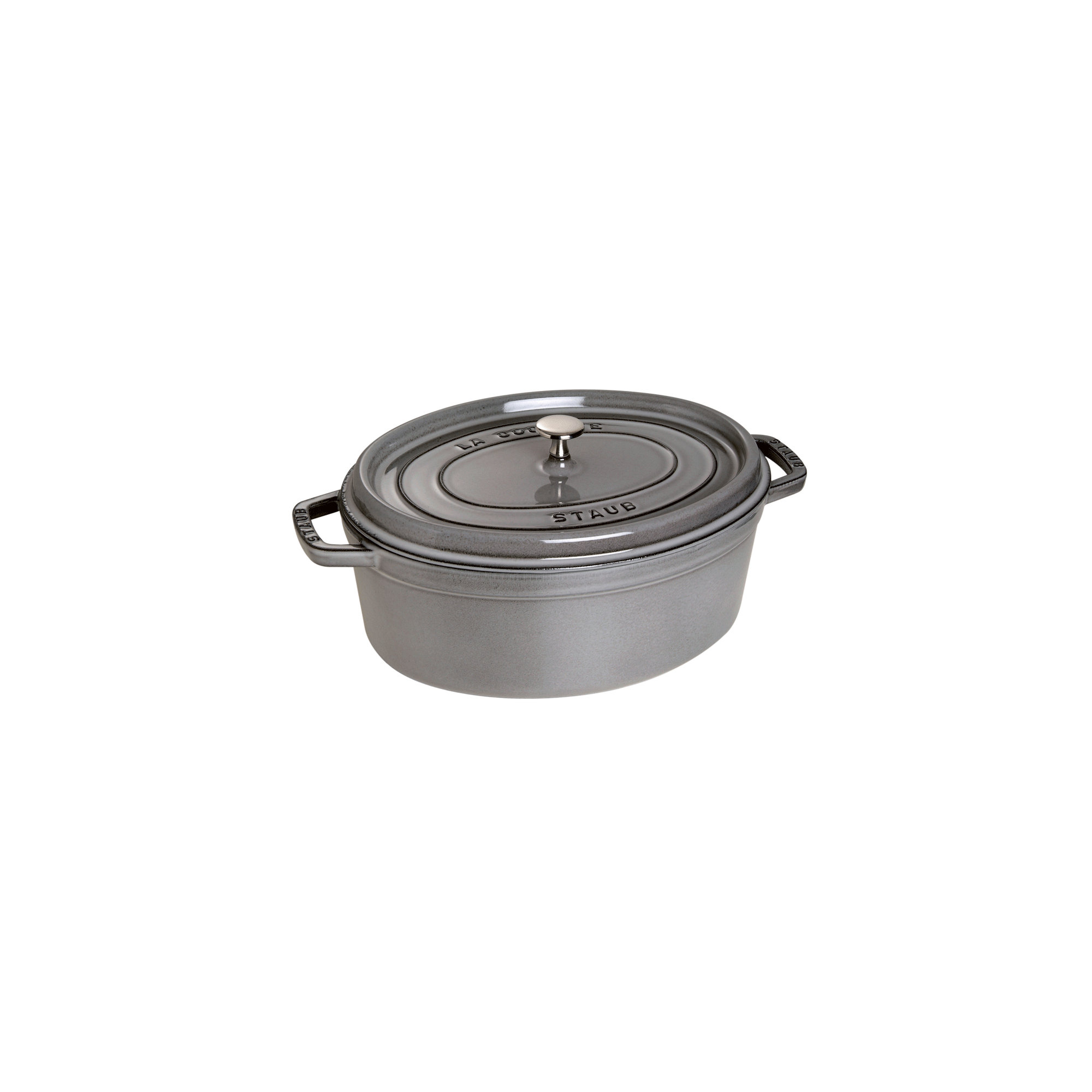 Staub Cast Iron Oval Cocotte, 1.06 Quart, Graphite Gray