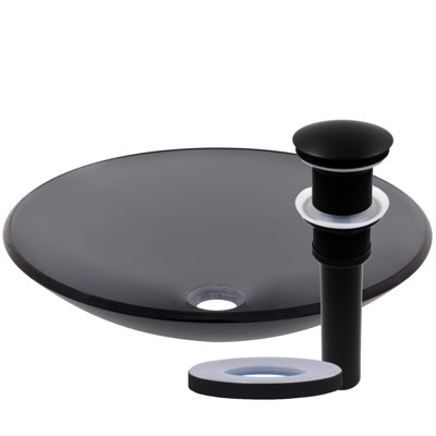 Novatto 18'' Black Glass Circular Bathroom Sink
