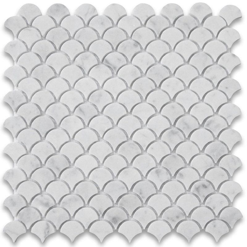 12" x 12" Marble Fish Scale Mosaic Wall & Floor Tile