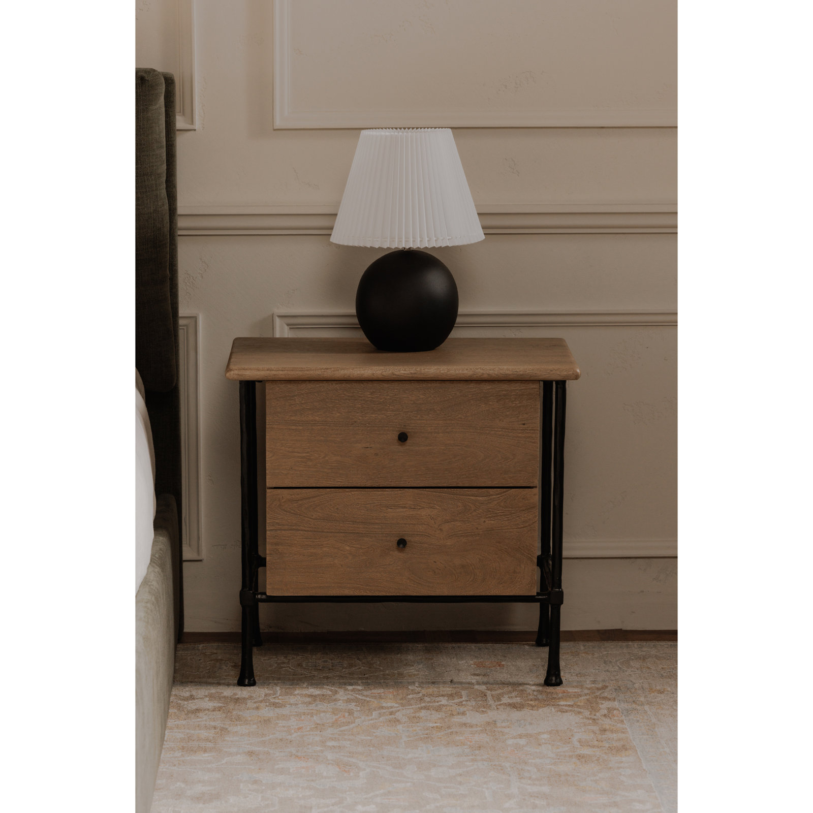 2-Drawer Metal Nightstand