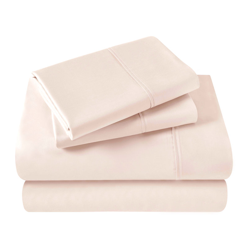 Ensemble de draps unis à poche profonde en coton égyptien à contexture de 400 fils, Rose