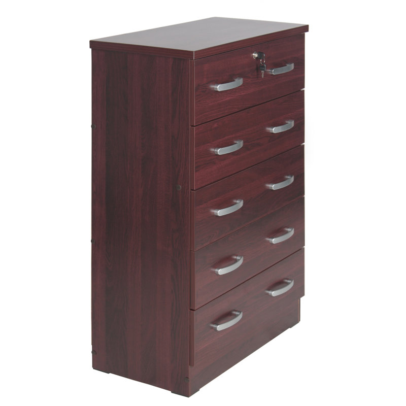 Commode 5 tiroirs Luker, Acajou