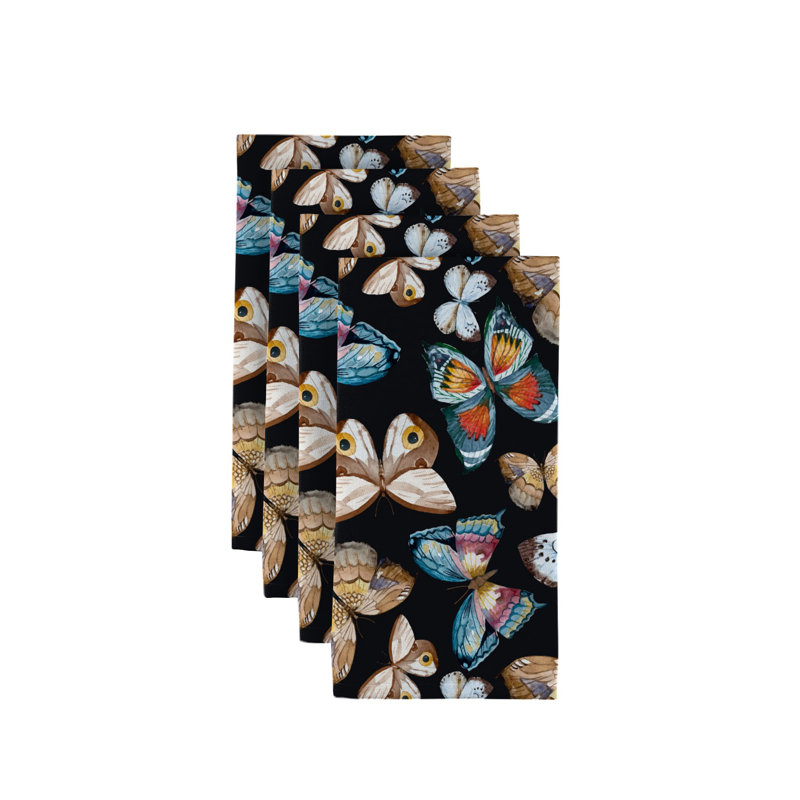 Amos Polyester Animals/Nature Rectangle Napkin, Black