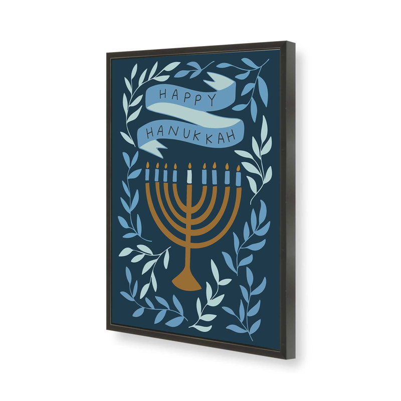 «Happy Hanukkah Menorah» par Garima Dhawan, Noir, H 16 po x l 12 po
