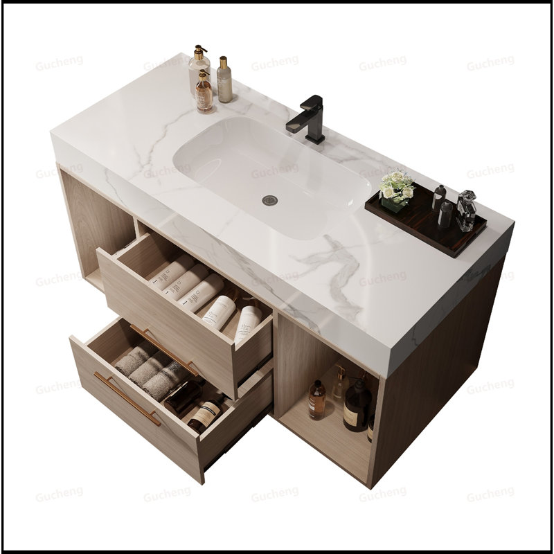 Meuble-lavabo mural 39,4 po avec lavabo, Chêne