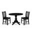 L'ensemble de table de salle à manger 3 pièces contient une table ronde et 2 chaises Parsons en bois avec dossier à lattes - Noir brossé-1778211448-1778211455-1752466851