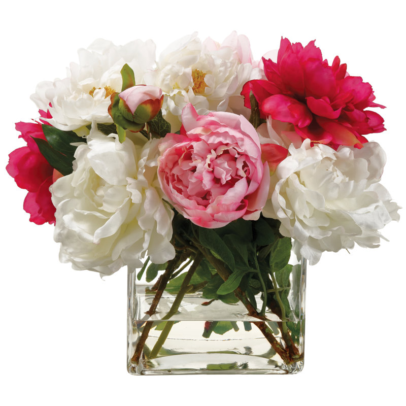 Arrangement floral mélangé pivoine en vase