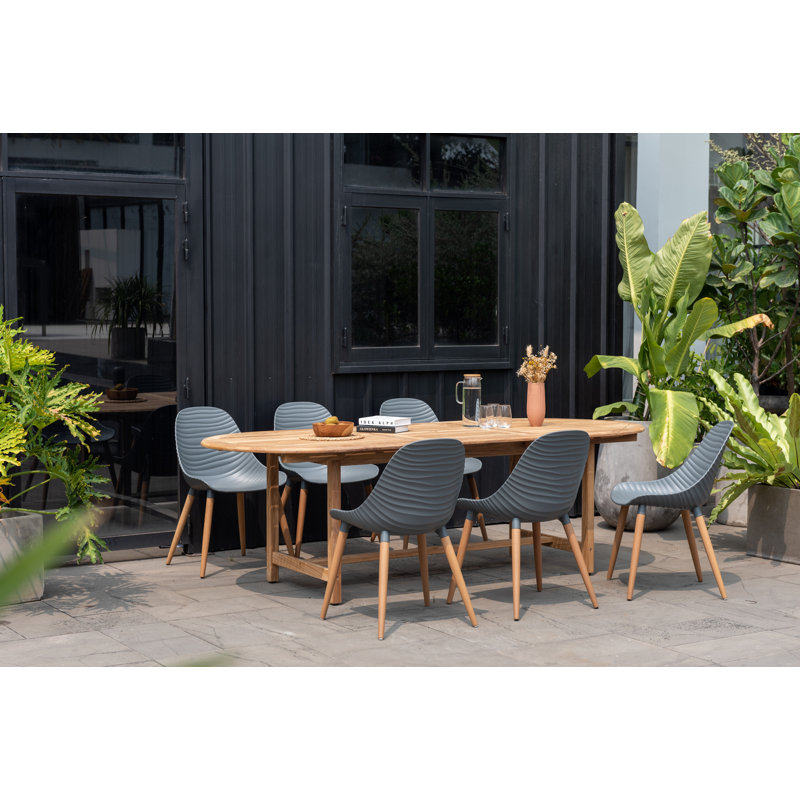 Anautica Outdoor Patio 7pc FSC Solid Teak Wood Dining Set