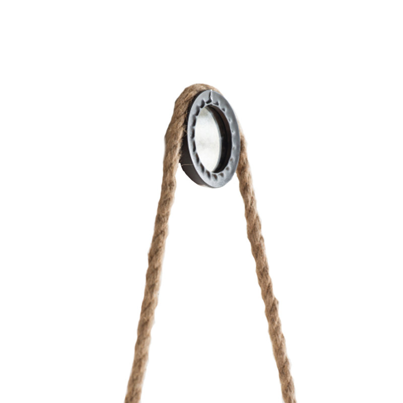 Miroir rond en fer avec support en corde