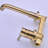 Bathroom Wall Mount Faucet Brushed Gold - Modern Curved Style Single Handle With Zinc Details Hot/Cold Indicators Tap Stylish And Functional Metal Hardware 360-Degree Rotating Spout 7.87'' Reach-125221965