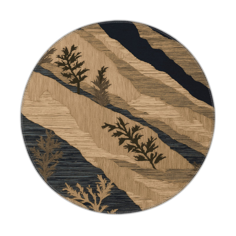 Tapis d'intérieur et d'extérieur brun Nature, Rond 5 pi
