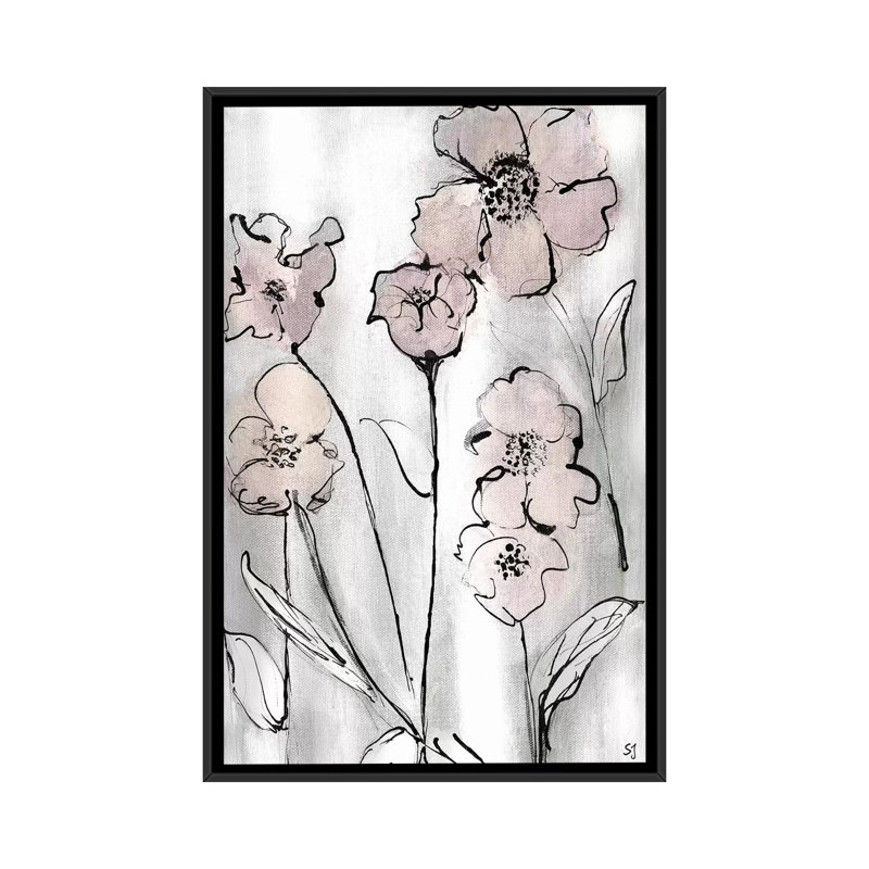 «Wildflowers II», reproduction sur toile, H 26 po x l 18 po x P 1,5 po, Toile avec cadre noir, Pas de tapis