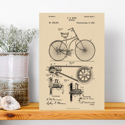 Bicycle Patent 1890 Retro Vintage Wall Art