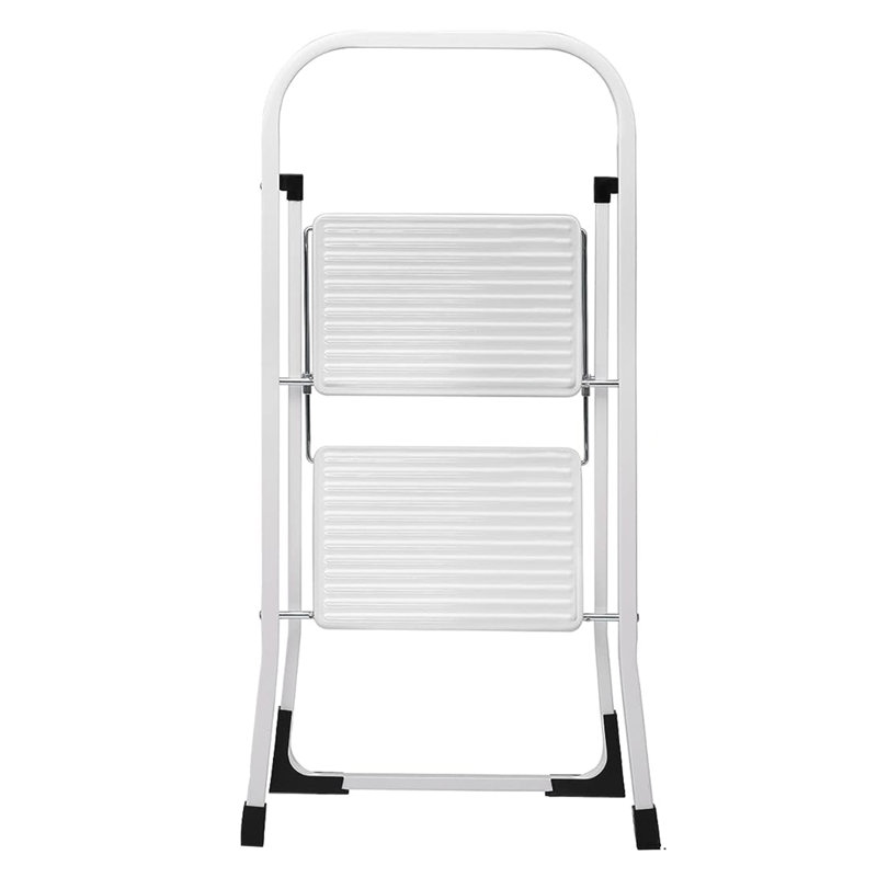 2 - Step Steel Lightweight Folding Small Step Ladder, White, 31.5'