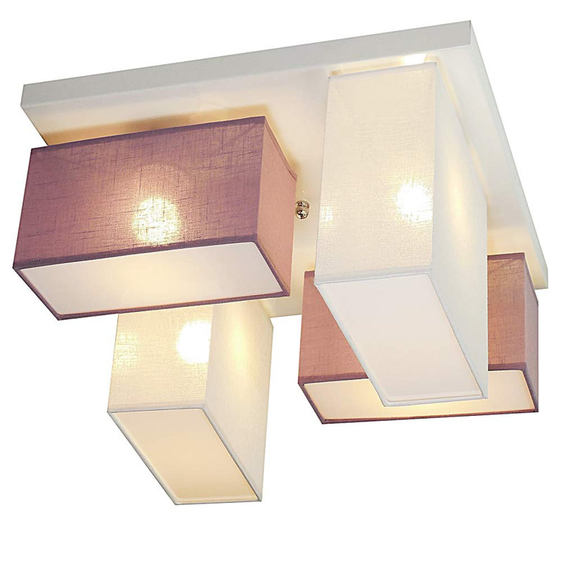 Eris Fabric Semi Flush Mount, White/Purple