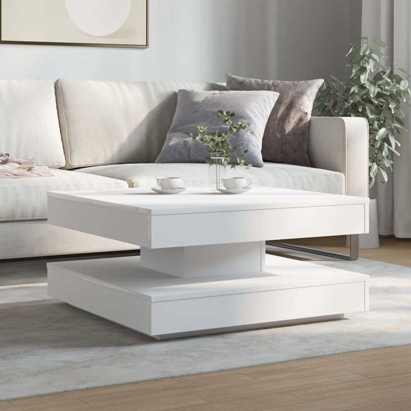 Coffee Table with Storage, 34.5" H x 70" L x 70" W, White