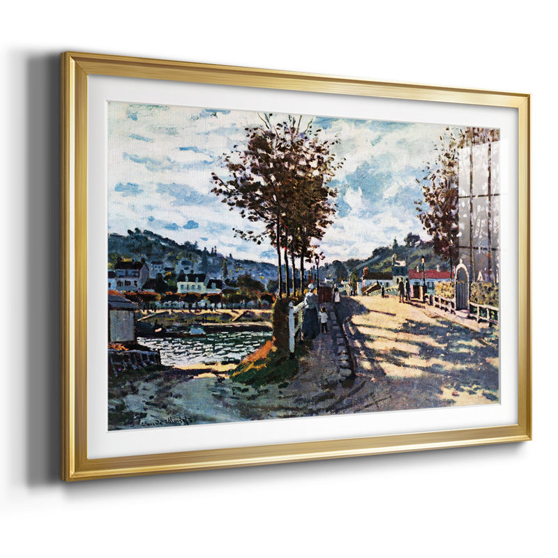 «The seine at bougival», reproduction d'art encadrée sur papier par Claude Monet, Or, H 15 po x l 21 po x P 1,5 po