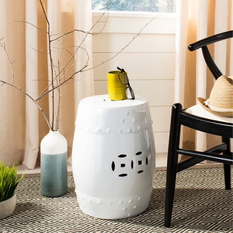 Greylock Accent Stool, White