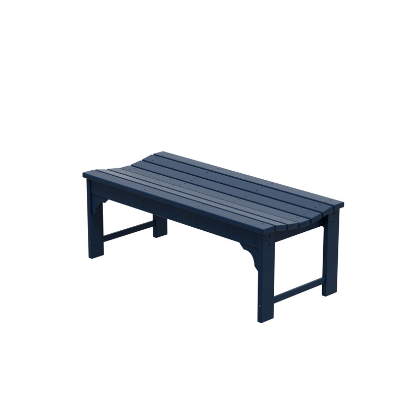 Laguna Plastic Outdoor Bench, Navy Blue
